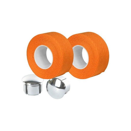 Guidoline Velox Tressostar 90 Orange x2 + 2 bouchons vélo vintage coton